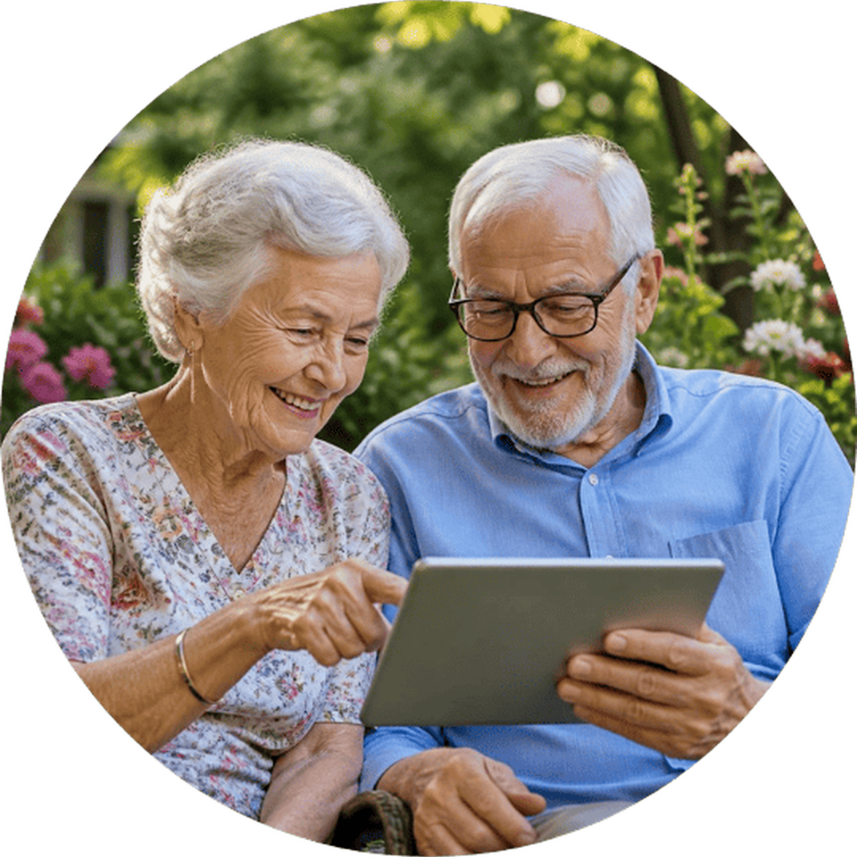 Adultos mayores compartiendo una experiencia digital